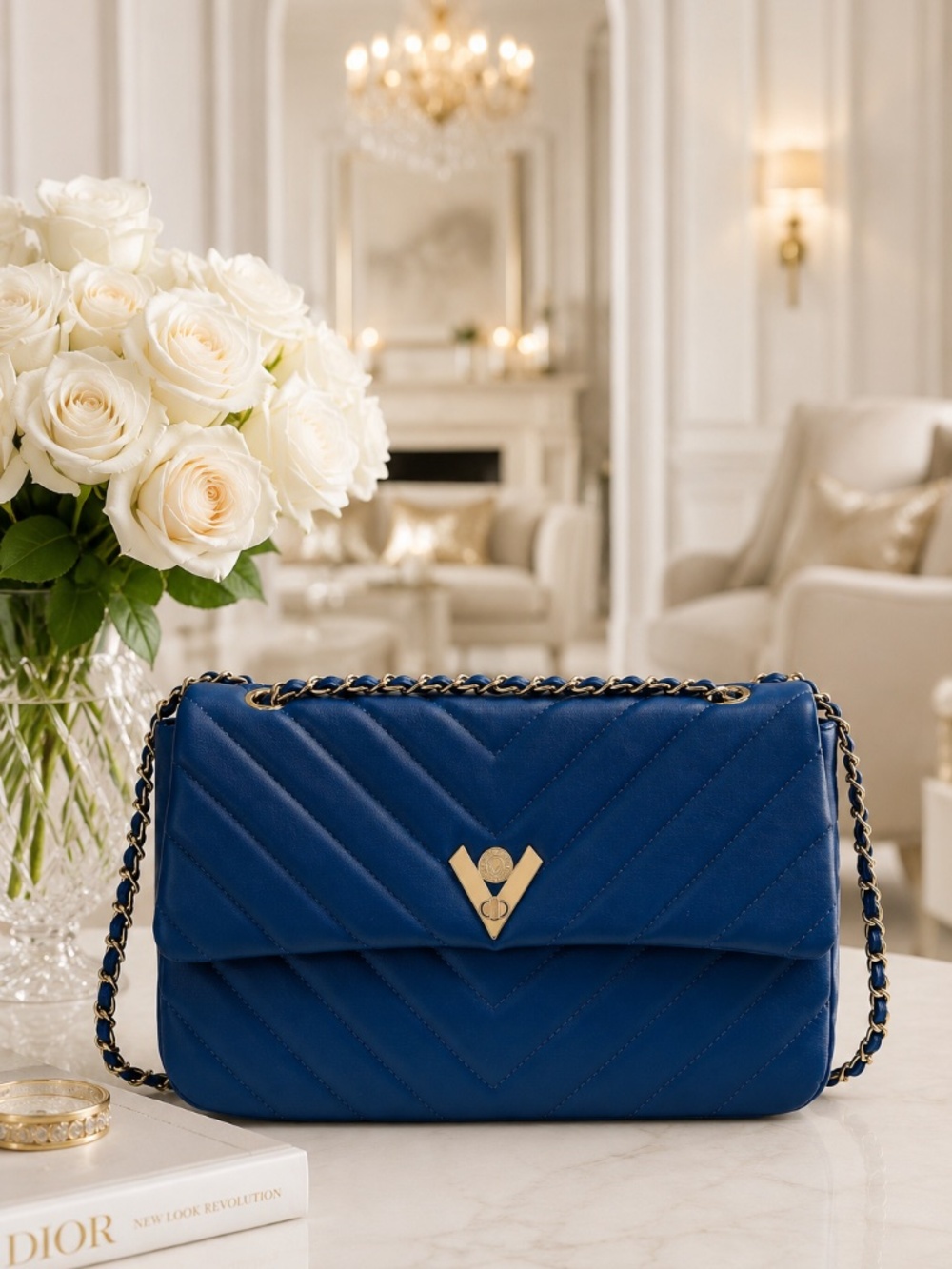 NWT Valentino Orlandi Angel Large Crossbody Bag in royal blue
